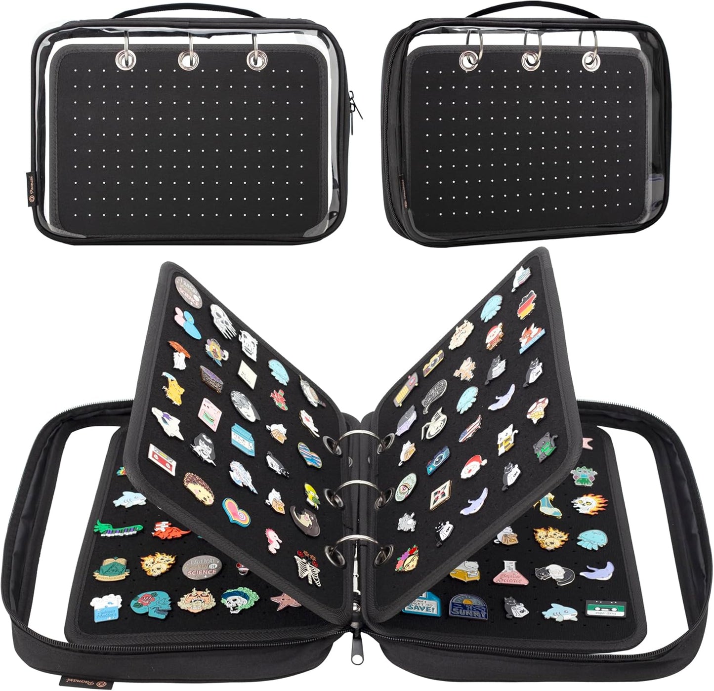 Enamel Pin Display Pages Pin Carrying Case, Pins Collection Storage Organizer Case, Travel Brooch Pin Display Bag (Pins Not Included)