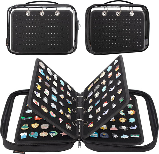 Enamel Pin Display Pages Pin Carrying Case, Pins Collection Storage Organizer Case, Travel Brooch Pin Display Bag (Pins Not Included)