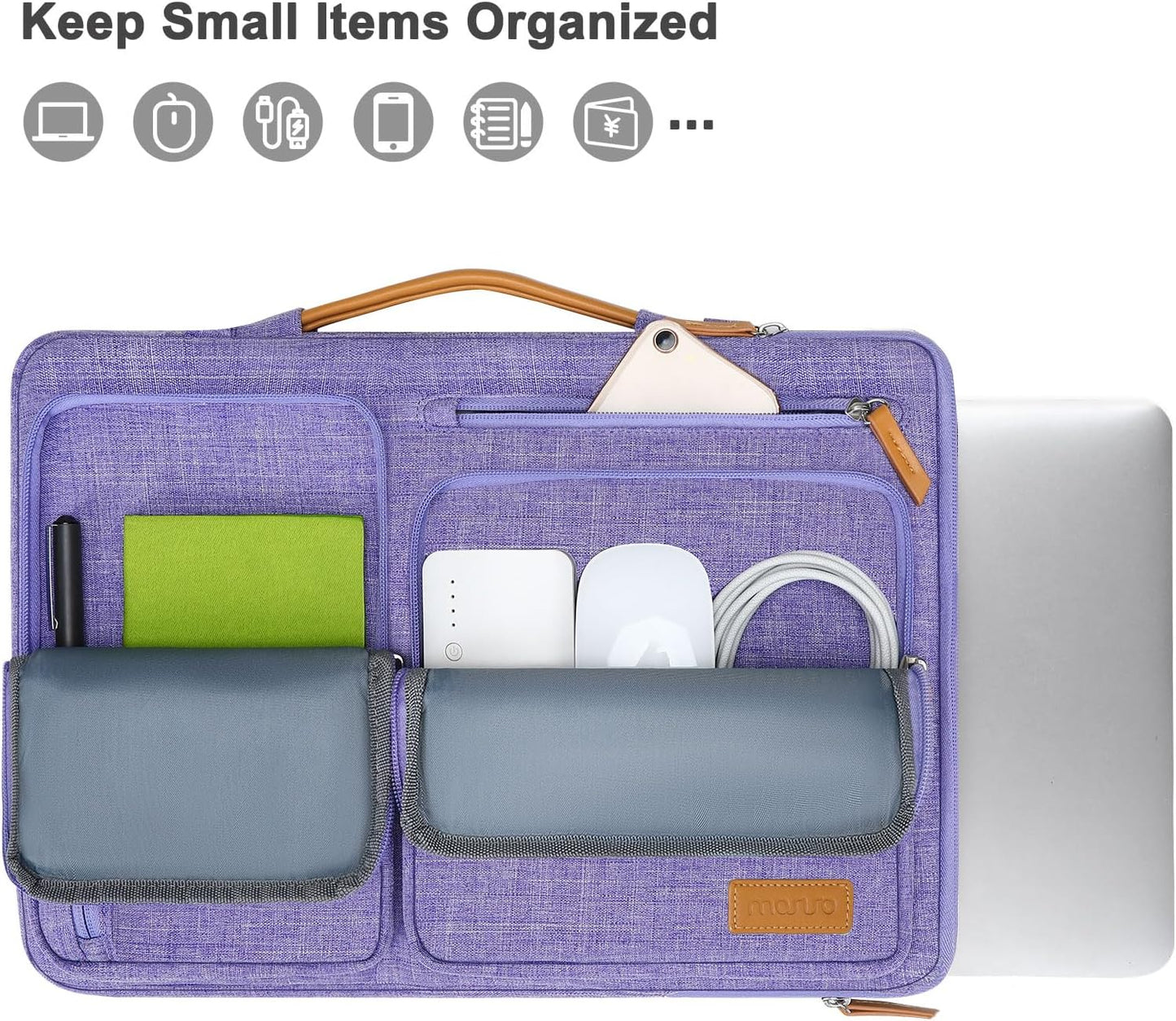 MOSISO 360 Protective Laptop Case 16 inch, 15-15.6 inch Laptop Sleeve Compatible with MacBook Pro 16, HP, Acer, Dell, Lenovo, ASUS, Side Open Carrying Case with 4 Zipper Pockets&Handle, Purple