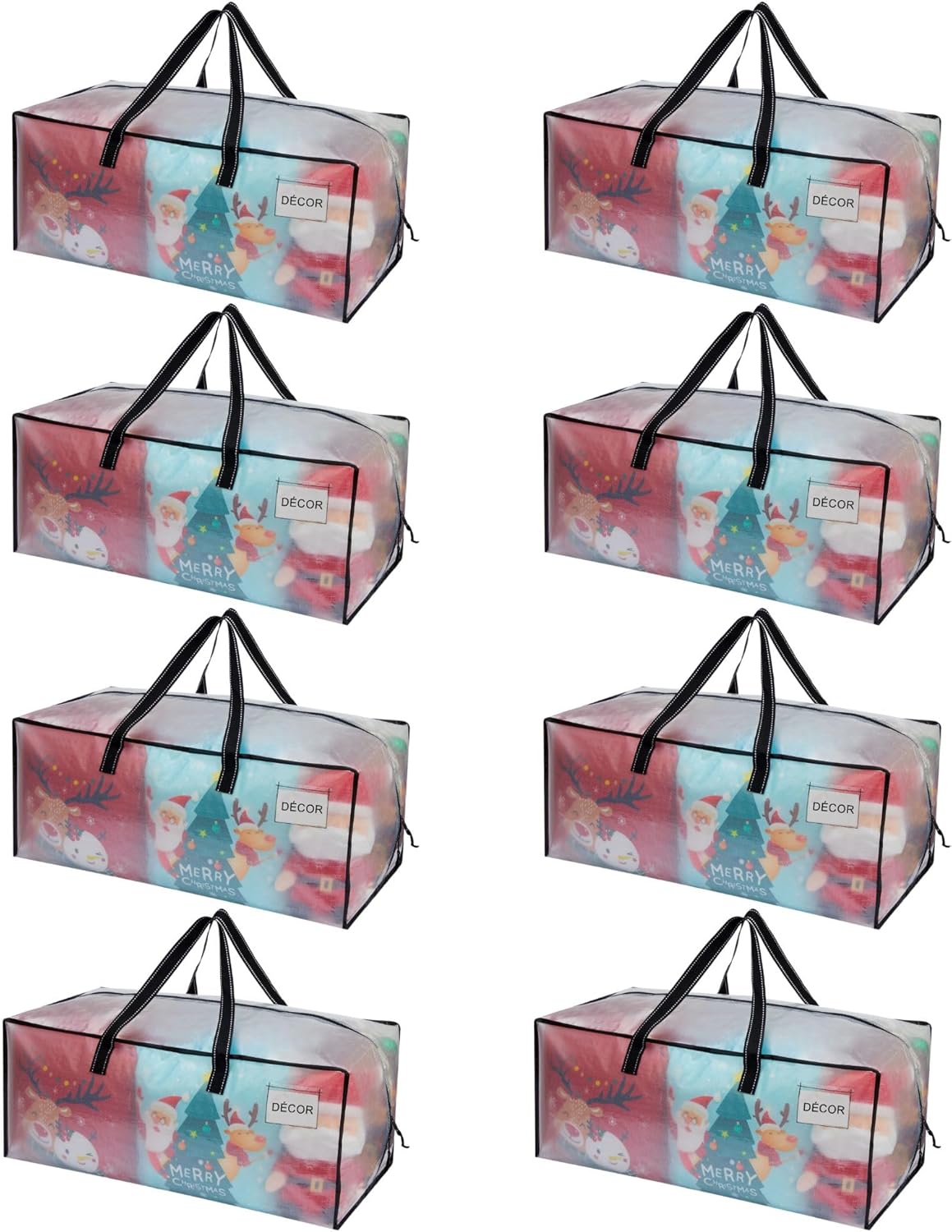 VENO 8 Pack Moving Bags Extra Large Storage Bags for College Move-In, Heavy-Duty Storage Totes, Packing Boxes, and Wardrobe Moving Supplies - Durable Laundry Bags for Clothes (Clear, 8 Pack)