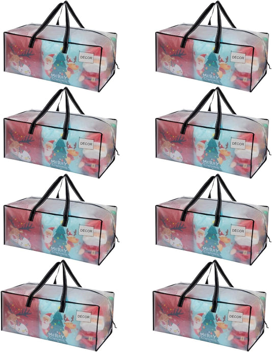 VENO 8 Pack Moving Bags Extra Large Storage Bags for College Move-In, Heavy-Duty Storage Totes, Packing Boxes, and Wardrobe Moving Supplies - Durable Laundry Bags for Clothes (Clear, 8 Pack)