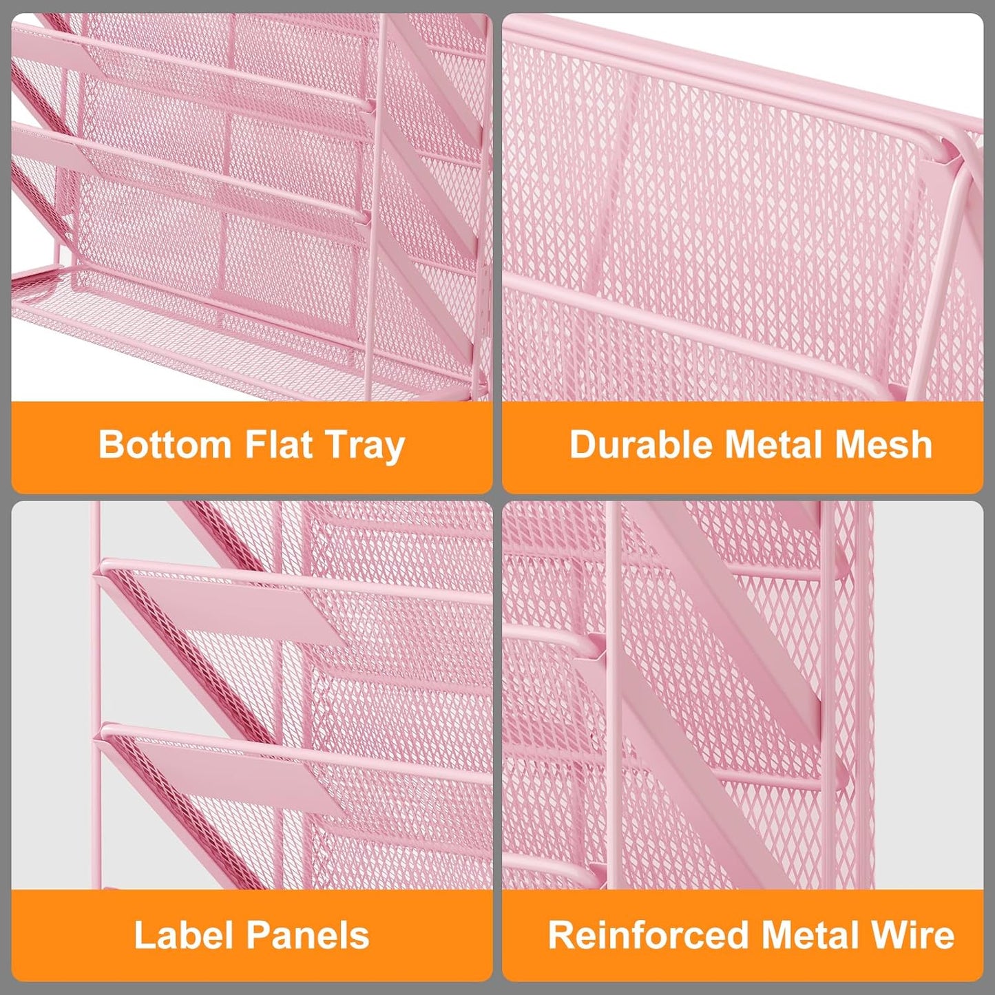 Kuntine.B Wall File Organizer Hanging Magazine Holder (Pink, 7 Tier 2 Pack)