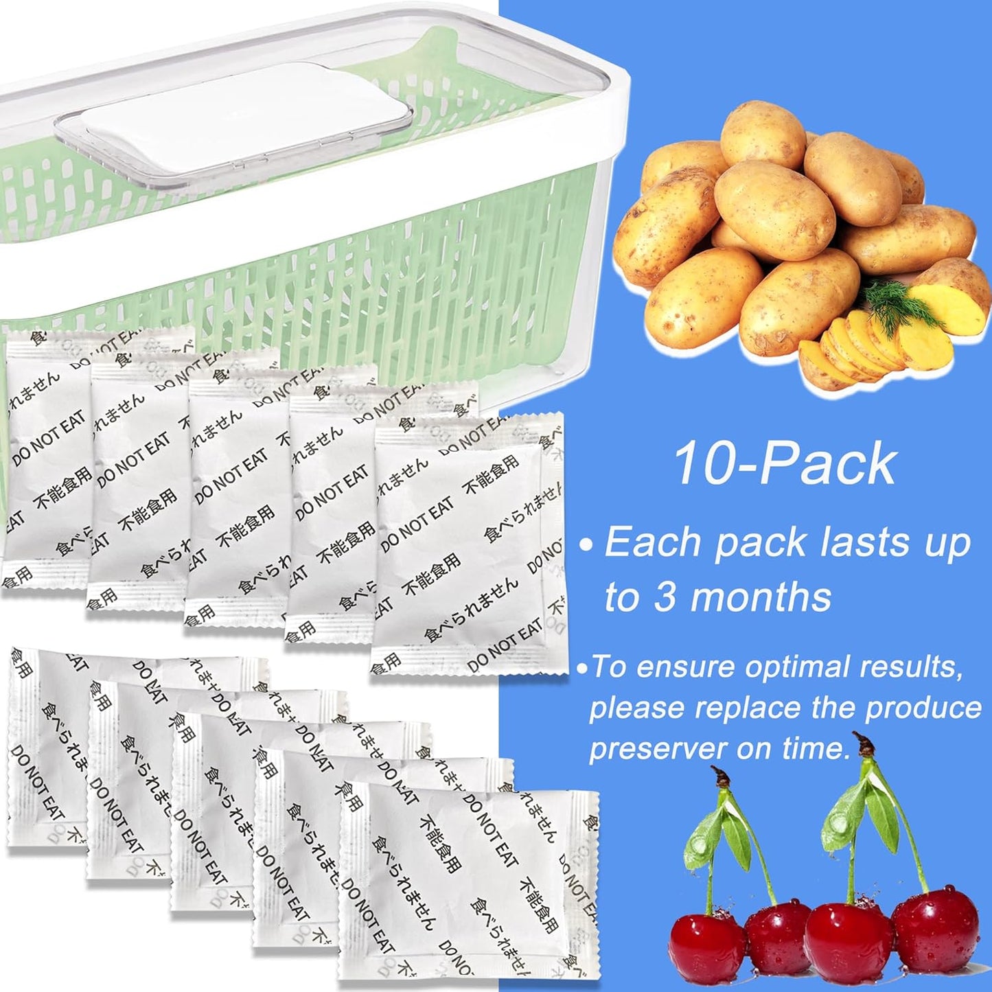 10-Pack Replacement Kits for OXO Good Grips GreenSaver Carbon Filter Refills, Compatible with OXO Good Grips GreenSaver Produce Keeper & Standing Crisper Drawer Insert, Keep Fruits Veg Fresh