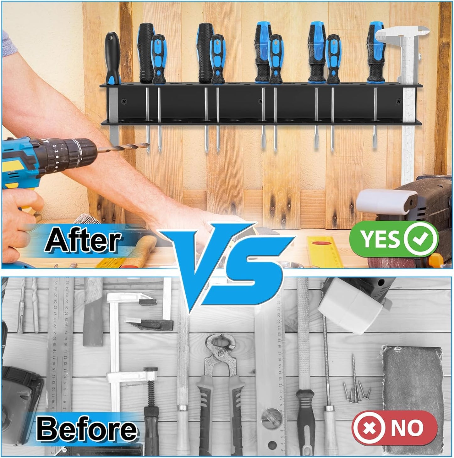 Screwdriver Organizer Wall Mount,Heavy Duty Metal Utility Storage Rack for Screwdrivers Calipers Small Tools,Screw Driver Holder Suitable Garages Homes Workshops Sheds(2PC)