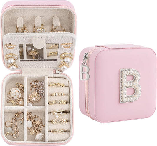 Birthday Gifts For Women, Initial Jewelry Box, Travel Jewelry Case, Gifts for Wife Girlfriend, Small Travel Jewelry Organizer, Gift for Girls, Graduation Gifts for Her, Bridesmaid Gifts