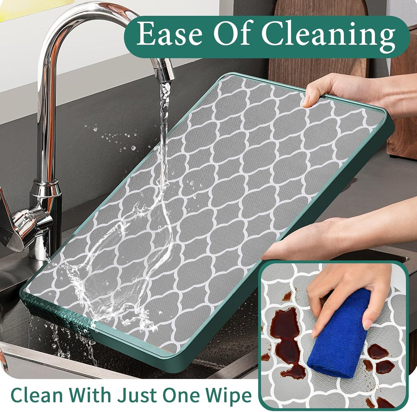 Shelf Liners for Kitchen Cabinets 17.3in x 20FT Non Adhesive Drawer Liner Gray Quatrefoil Thickened Shelf Liner Strong Non-Slip Easy to Clean for Tool Box Refrigerator with Knife and Tape Measure