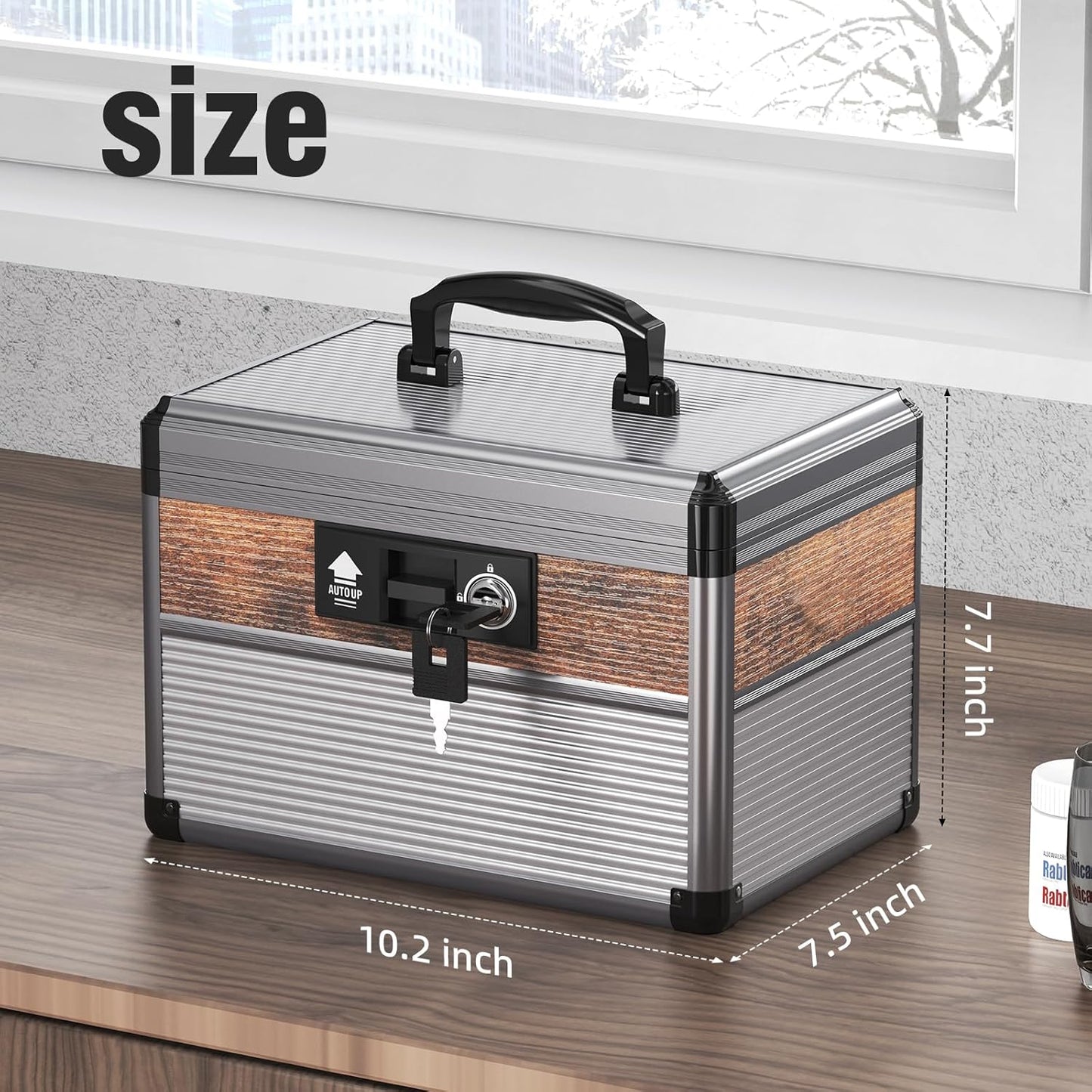 Glosen Medicine Lock Box,locking medicine box, Security Lock Boxes，lock box, First Aid Key Safe Box,Lock Box for Medication