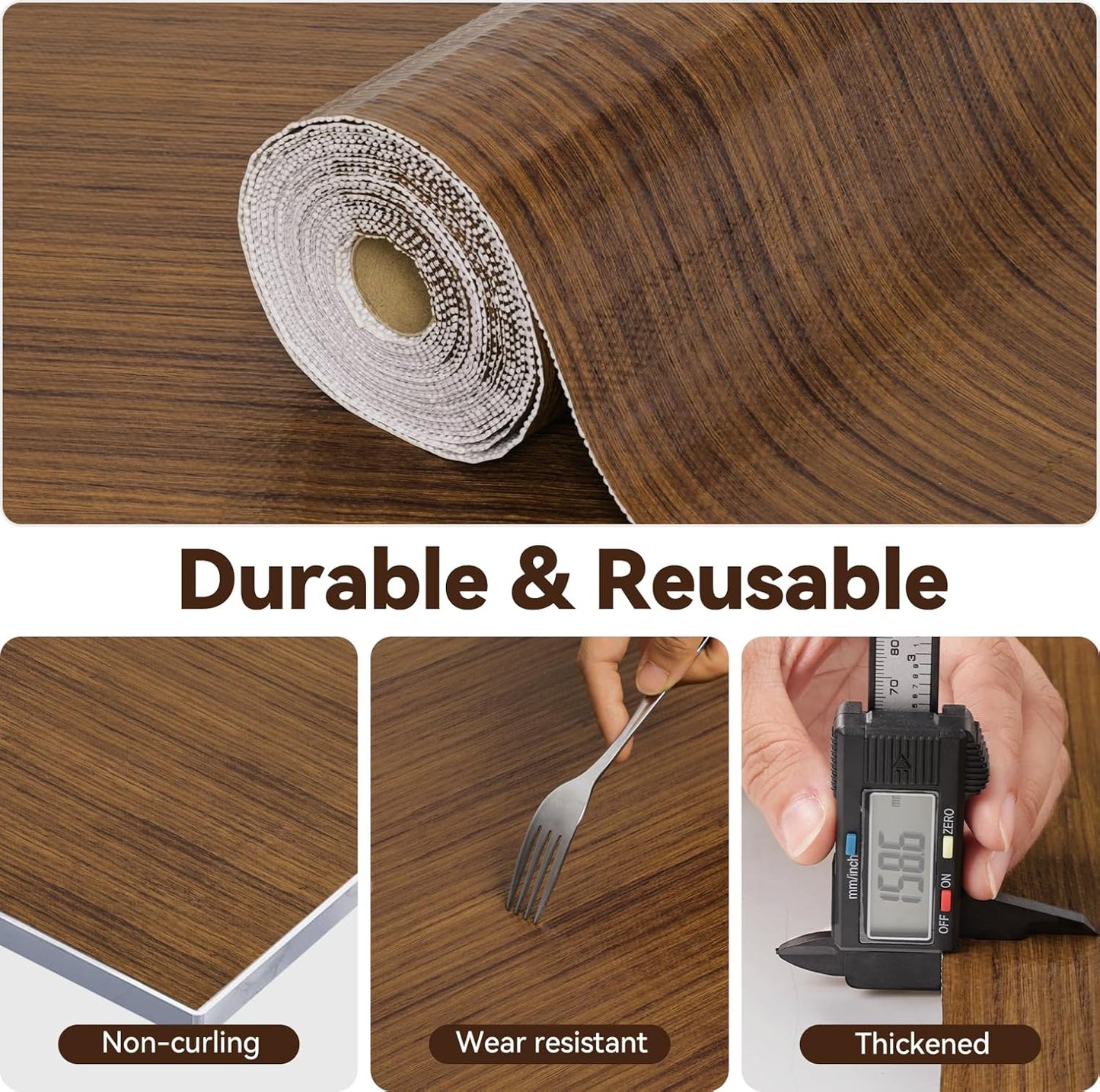 Drawer Shelf Liner for Kitchen Cabinets, Non Adhesive Slip Resistant Shelf Paper Easy to Clean, Strong Grip Thickened Waterproof Washable Mats for Pantry Shelves, Cupboard, Wood Grain, 17.5 in x 20 FT