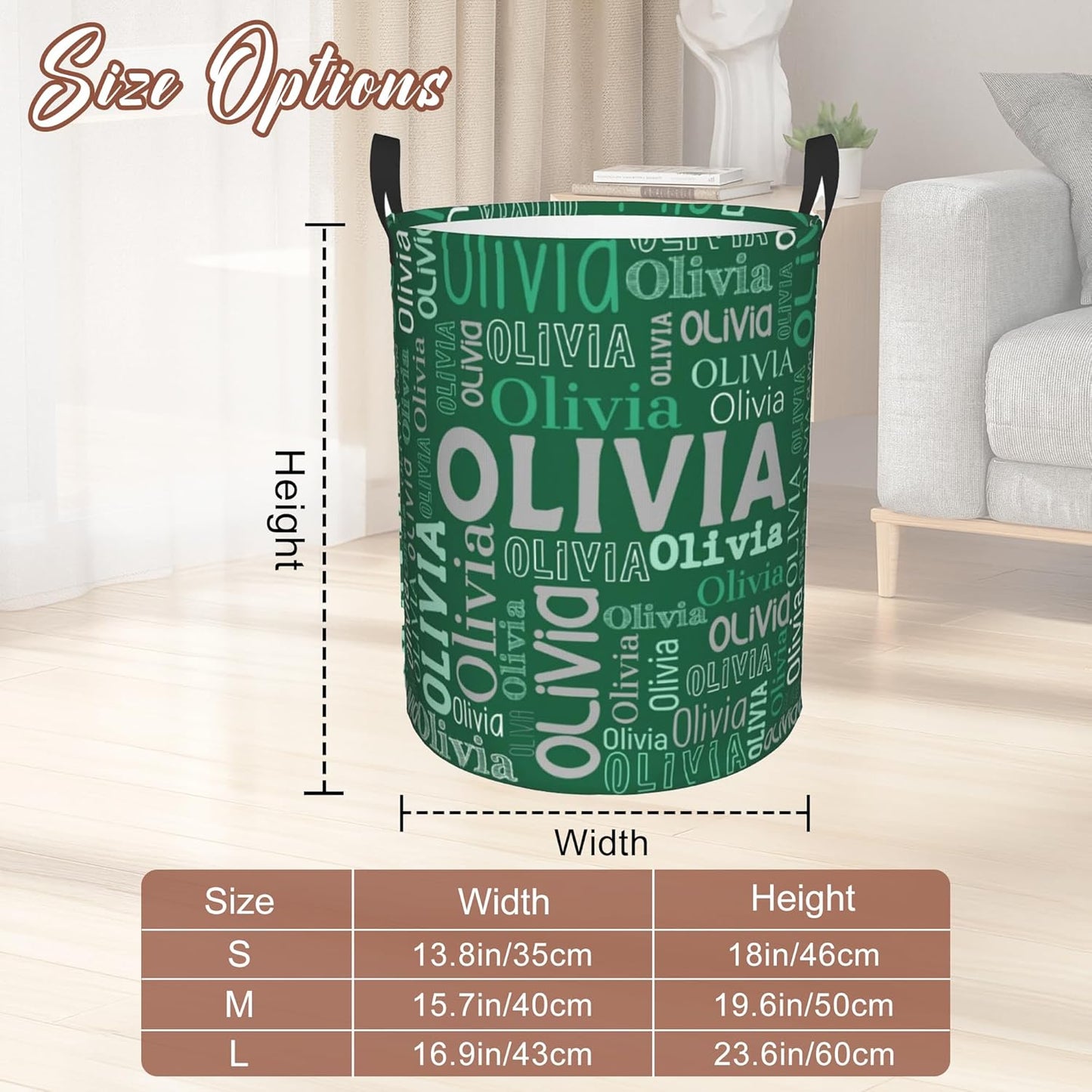 Custom Name Laundry Hamper, Personalized Laundry Basket with Name for Boys Girls Kids Men Women, Customized Name Dirty Clothes Basket Gifts for Clothes Toy Bathroom Bedroom Laundry Room Dorm