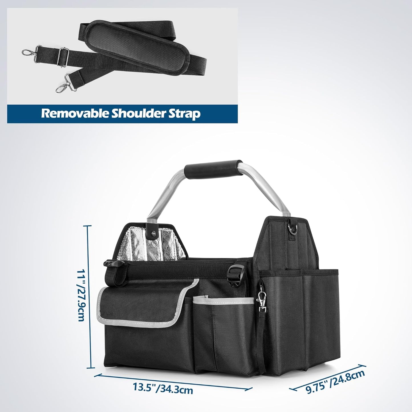 Wearable Detailing Caddy, Quick Load Collapsible Car Care Bag with Handle & Shoulder Strap, Detail Carry Organizer with Multi Pockets for Auto Cleaning Supplies & Vehicle Wash Tools, Bag Only