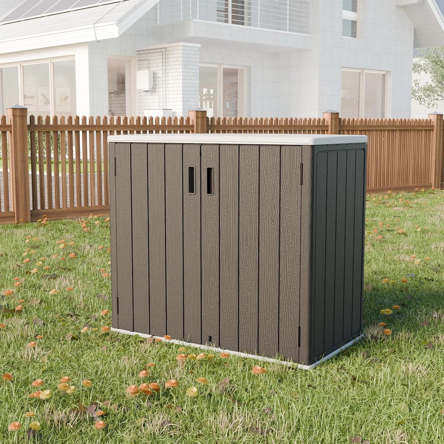 HOMSPARK Outdoor Storage Shed Weather Resistance, Patio Storage Cabinet Lockable Resin Tool Shed for Storage of Bike, Trash Cans, Garden Tools (Black, 40 Cu.ft)