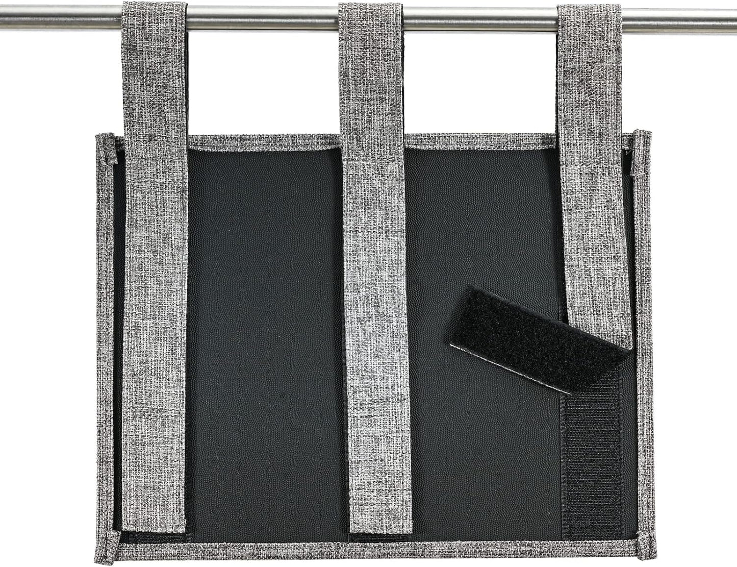 Linen Bedside Caddy, Bedside Storage Organizer for Hospital Beds, College Dorm Rooms or Baby Bed (Classic 4 Pockets Grey)
