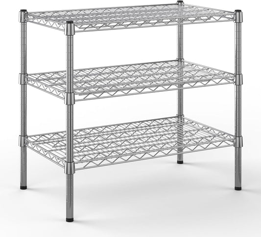 18" Deep x 30" Wide x 27" Height Wire Shelving Kit | 3-Tier | NSF Commercial Storage Rack Unit