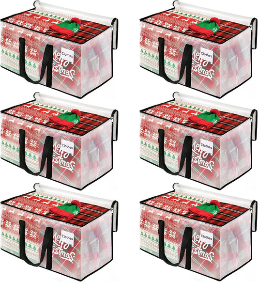 BlissTotes 6-Pack Heavy Duty Extra Large Clear Moving Bags, 93L