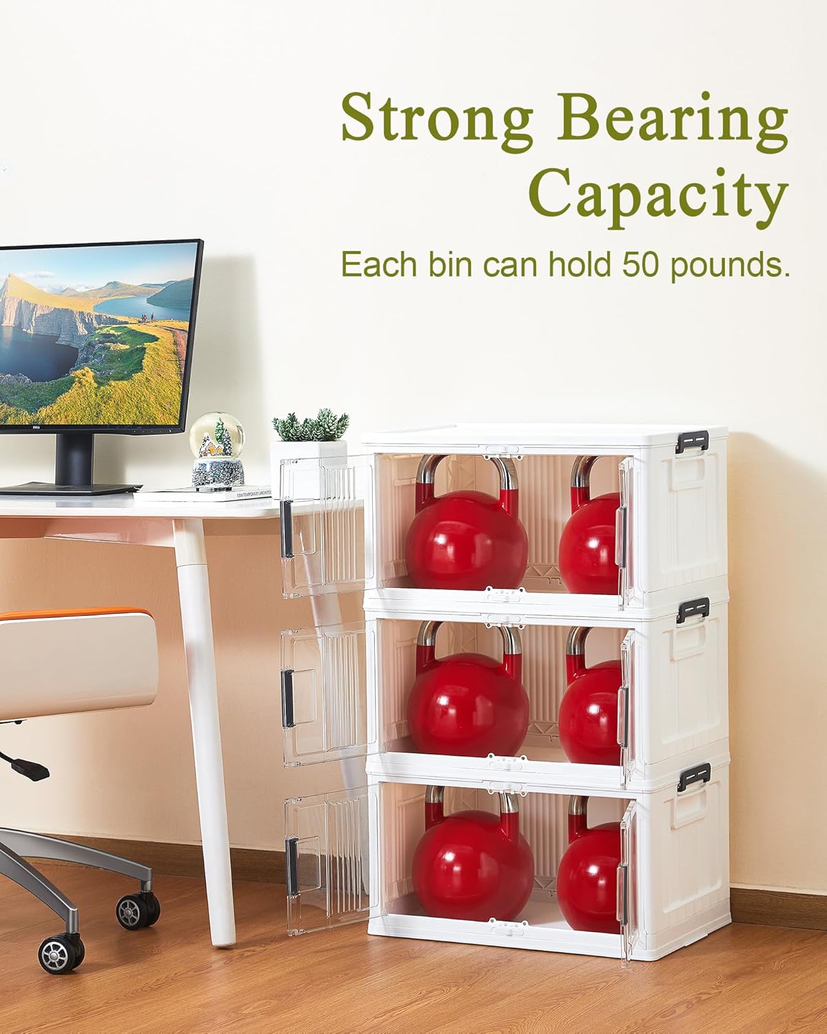 OlarHike 144QT Lockable Storage Bins with Lids - Folding Storage box with Doors and Wheels, Collapsible Plastic Bins for Closets, Stackable Organizer and Containers, Christmas Gifts, 3 Pack Cubes
