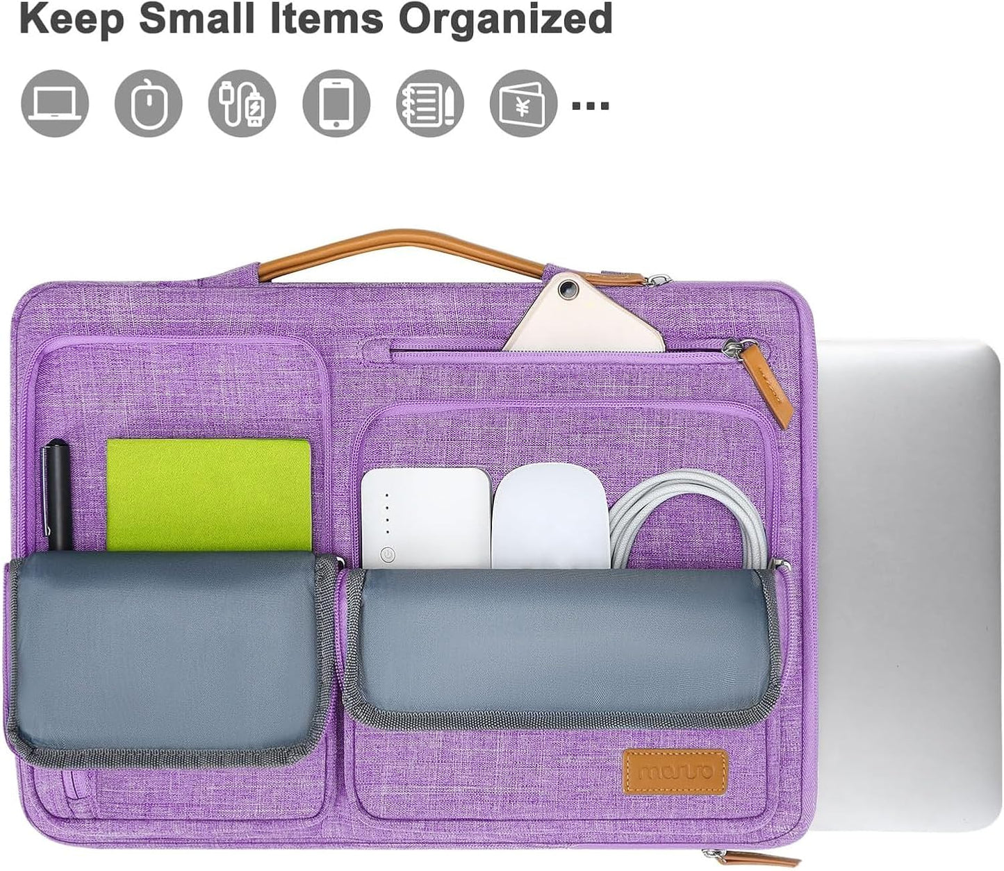MOSISO 360 Protective Laptop Case 13.3 inch, 13-13.3 inch Laptop Sleeve Compatible with MacBook Air/Pro 13 / Pro 14,HP Dell Acer ASUS,Side Open Carrying Case with 4 Zipper Pockets&Handle, Lilac