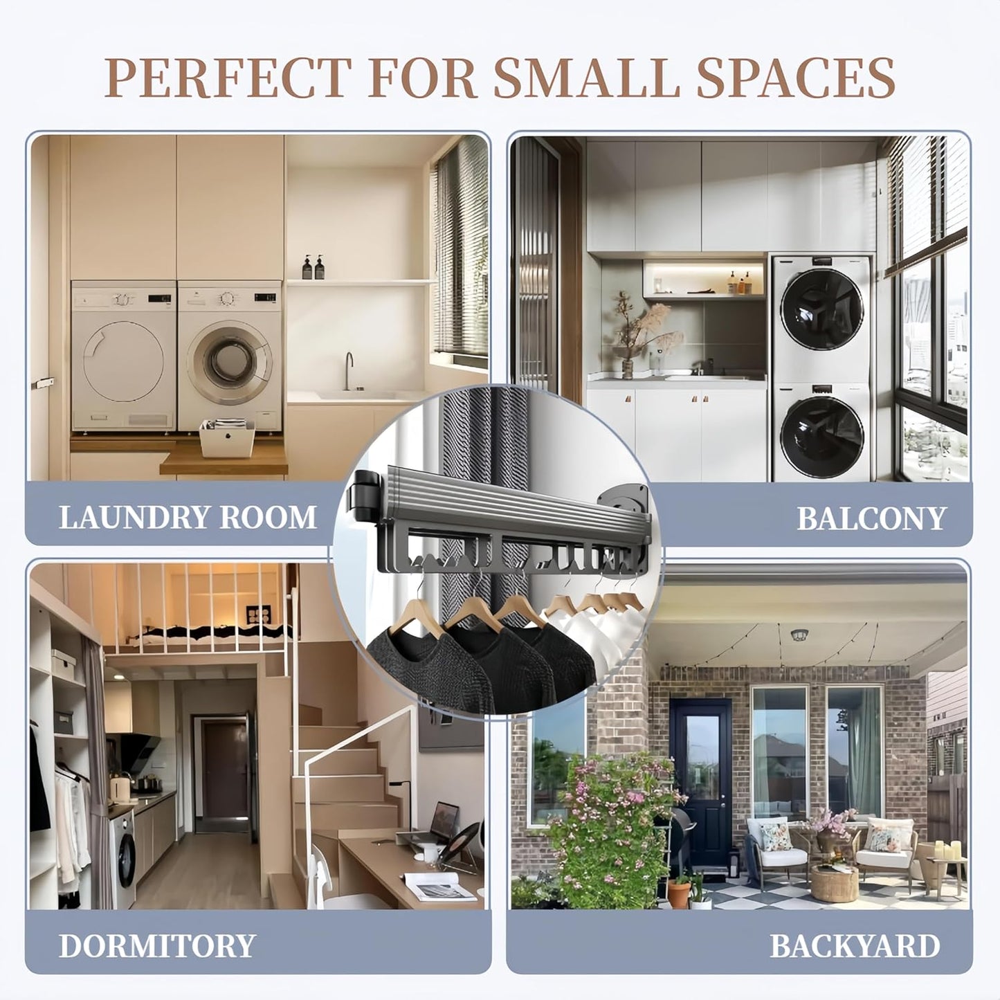 Mounted Wall Drying Rack, Laundry Hanger Dryer Rack, Laundry Hanger Rack, Wall Mounted Clothes Rack, Laundry Room Hanging Rack(Foldable/High-Bearing/Never Fall Off/Third Generation/Grey)