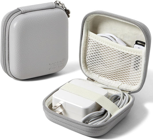 Charger Case for Macbook, Portable Tech Electronic Organizer Bag, Travel Storage Pouch for Laptop Accessories, MacBook Power Adapter, Charging Cords, USB Drives, Power Bank (Grey, M)