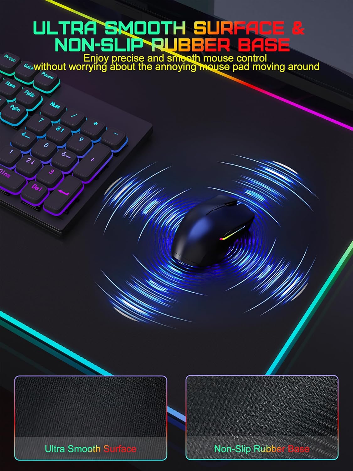 TopMade Mouse Pad with Wireless Charging, 31.5" x 11.81" Large Desk Mat RGB Gaming Mousepad, LED Desk Pad Keyboard Pad, Waterproof Desk Pad (Includes 20W PD Power Adapter & 6.56ft Woven Cable)