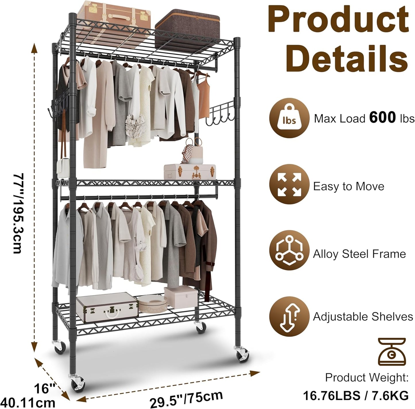 Whitmor Modern Industrial Wardrobe