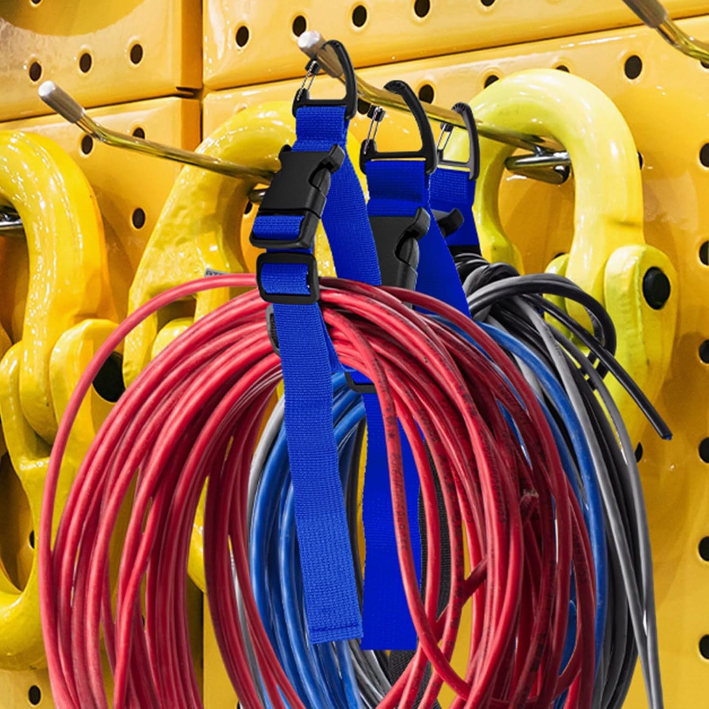 12 Pack 17 Inch Adjustable Extension Cord Holder Organizer with Triangle Clips for Garage Organization and Storage Heavy Duty Extension Cord Hanger for Men Workshop (Blue)