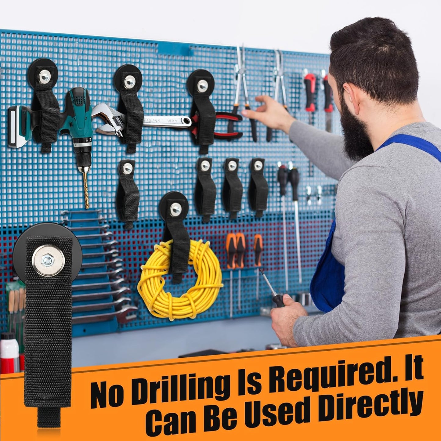 Vicenpal 8pcs Heavy Duty Magnetic Hook, Magnetic Tool Holder &Garage Hooks, Extension Cord Strap for Cable, Rope, Wire Storage in Garage,Workshop,RV,Pickup (2.6inch/4pcs+1.7inch/4pcs)