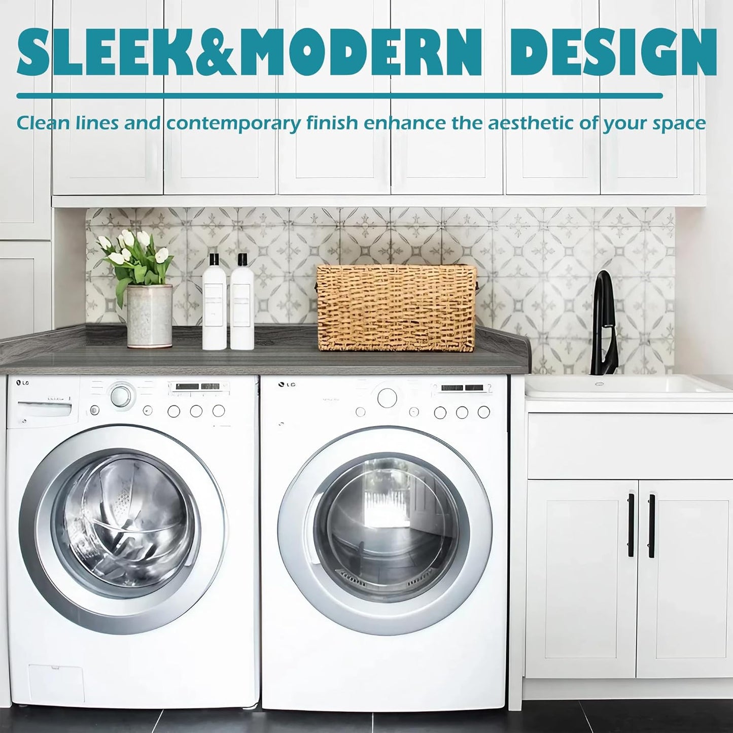 Royxen Laundry Countertop Solid Wood, Countertop for All Front-Loaded Washing Machine and Dryer, Extra Room for Laundry Room, Eucalyptus