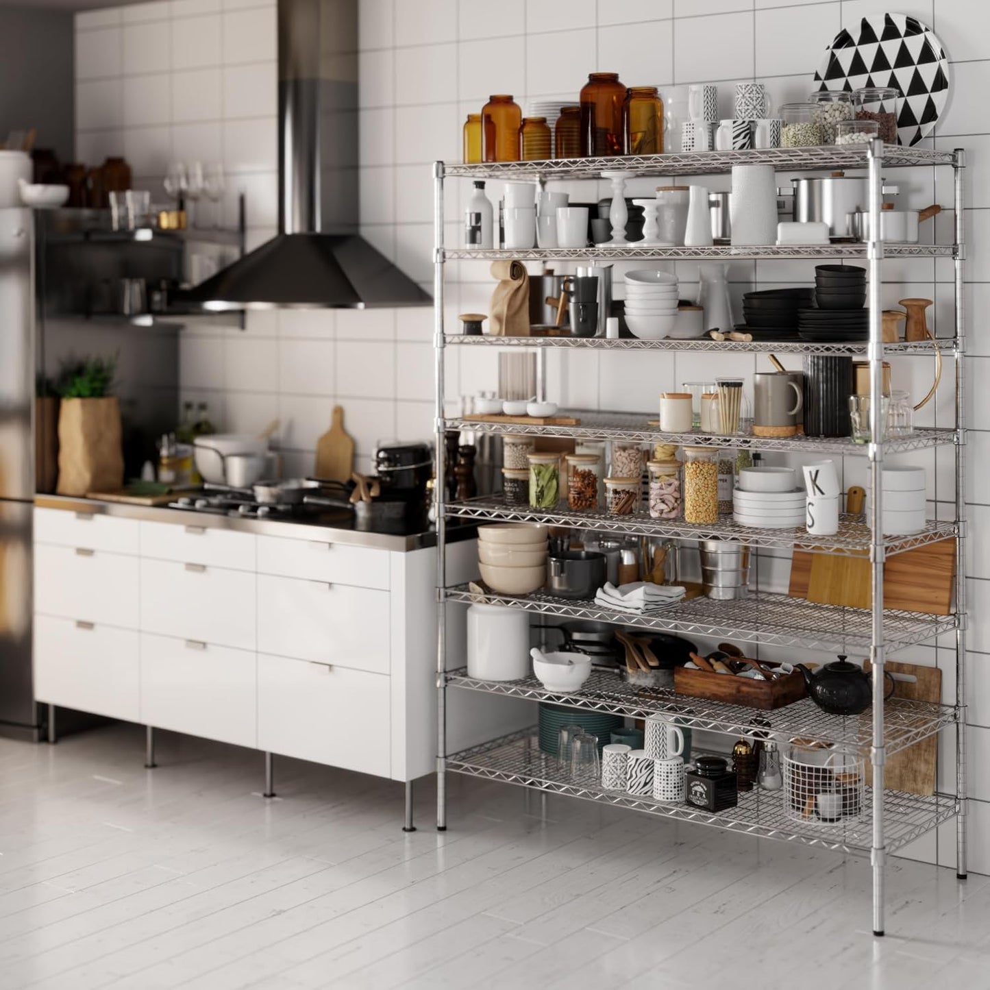 21" Deep x 54" Wide x 74" Height Wire Shelving Kit | 8-Tier | NSF Commercial Storage Rack Unit