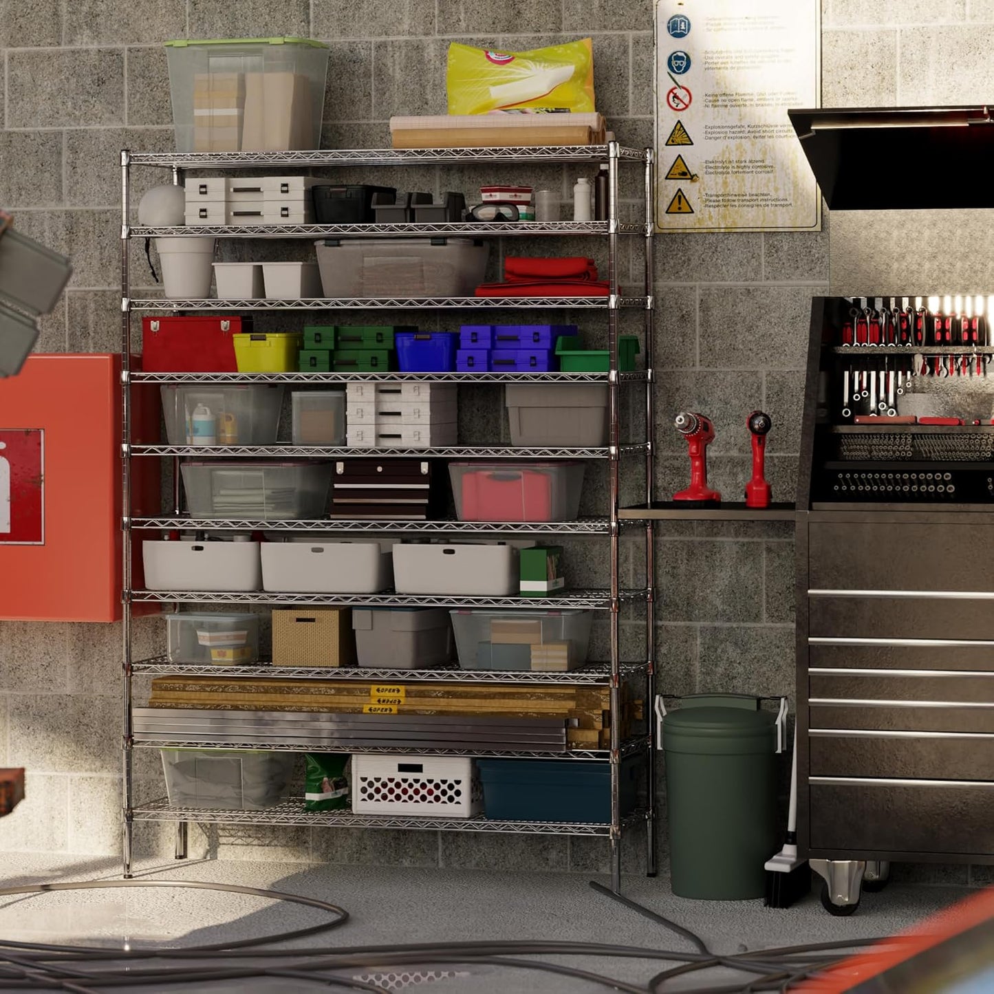 18" Deep x 60" Wide x 86" Height Wire Shelving Kit | 10-Tier | NSF Commercial Storage Rack Unit