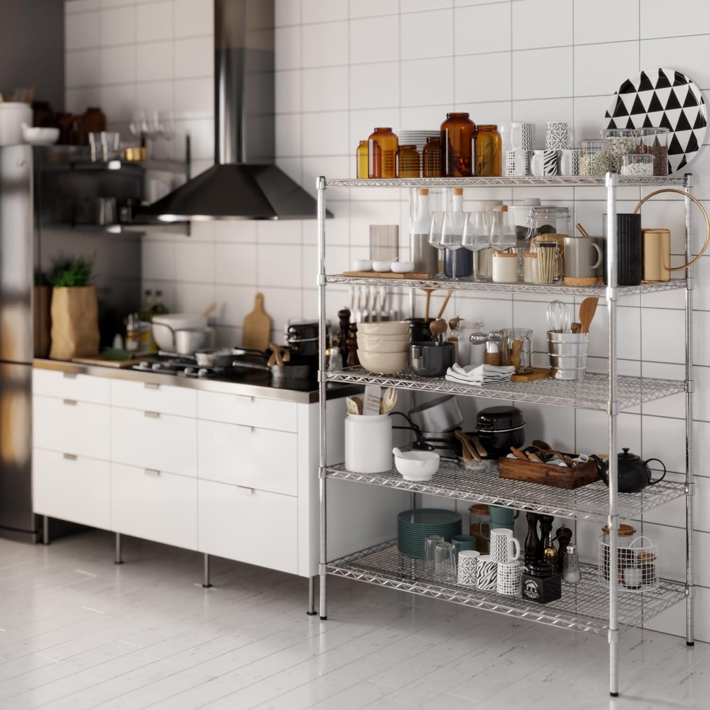 24" Deep x 48" Wide x 64" Height Wire Shelving Kit | 5-Tier | NSF Commercial Storage Rack Unit