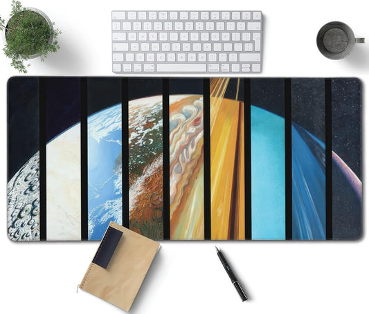 Cosmic Planet Large Mouse Pad, Vintage Aesthetic Gaming Desk Mat, XXL Keyboard Desk Pad Mat for Desktop, 35.4"x15.7" Non-Slip Base Big Mousepad with Stitched Edges