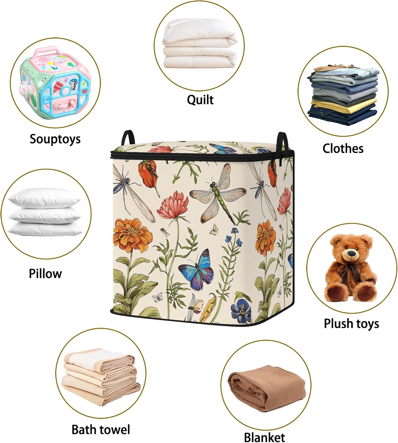 Large Comforter Storage Bag with Zipper,Closet Organizer for Clothes,Blankets,Quilts,Pillows,Fabric Storage Bags with Portable Handles 95L(2-Pack)