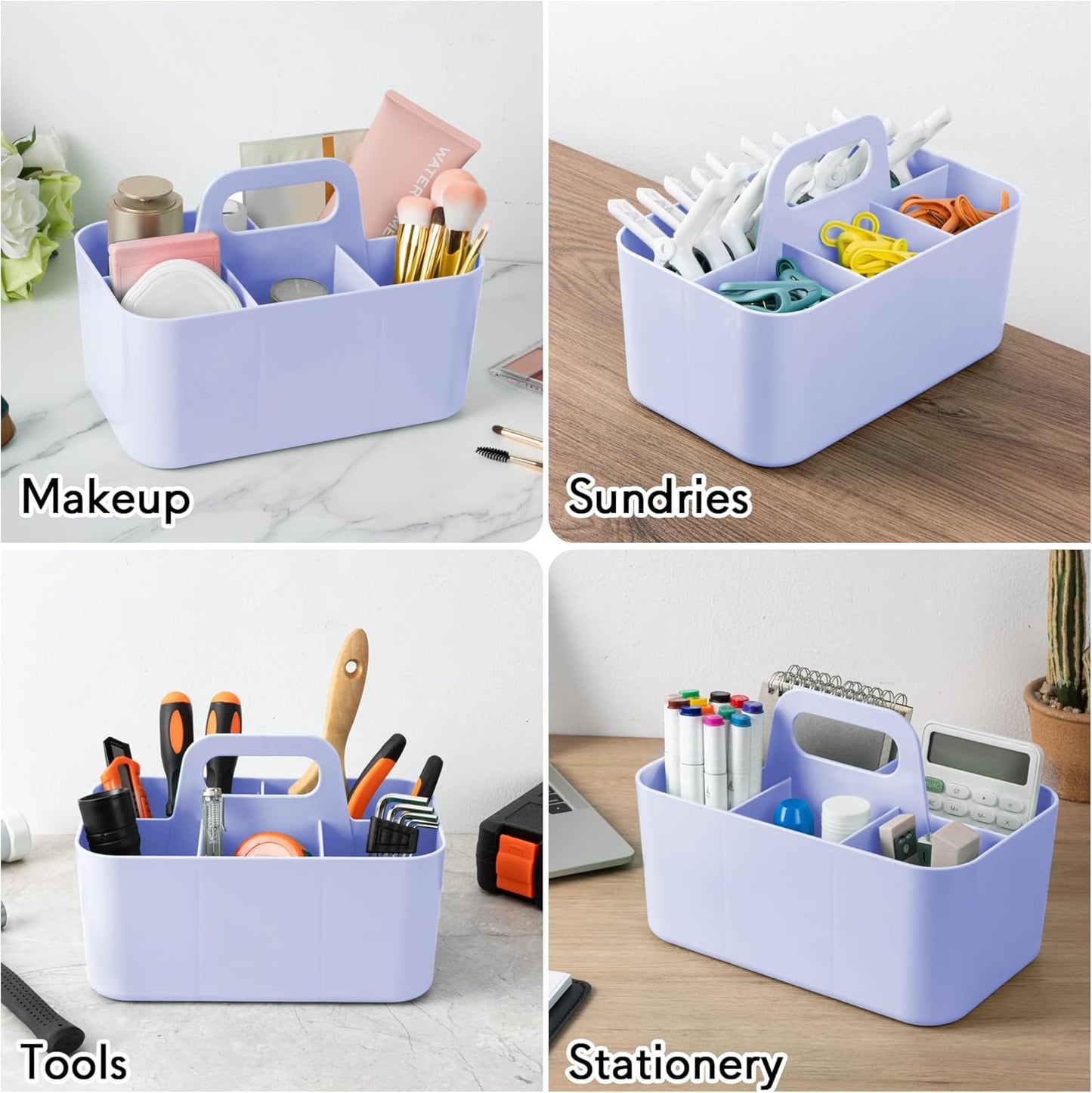 Tiawudi 2 Pack Caddy Organizer with Handle, Portable Plastic Caddy, Storage Organization for Cleaning, Bath, Makeup, Art, Craft, Stationery, Classroom and Office, Tote Organizer