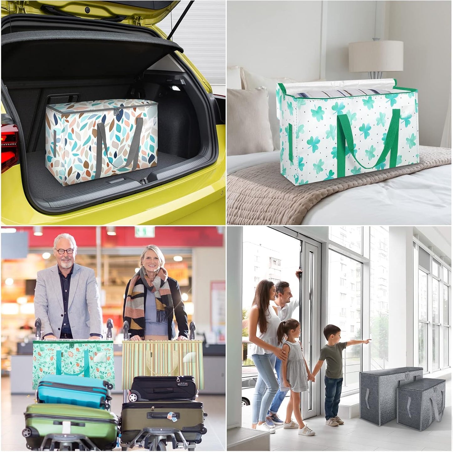 BALEINE 6-Pack Oversized Moving Bags with Reinforced Handles, Heavy-Duty Storage Tote for Clothes, Moving Supplies (Mosaic, 6-Pack)