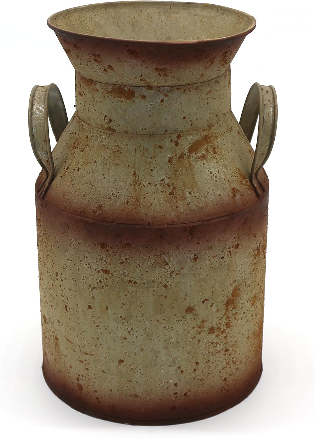CVHOMEDECO. Farmhouse Galvanized Metal Milk Can, Old Rustic Primitives Jug Vase for Home and Garden Décor. Grey
