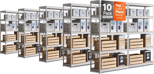 HOMEDANT 5 Tier Storage Shelves Adjustable Laminated Boltless Garage Metal Shelving Unit Heavy Duty Utility Rack Shelf Warehouse Pantry Closet Kitchen (10, (M) 35.9" W, White)