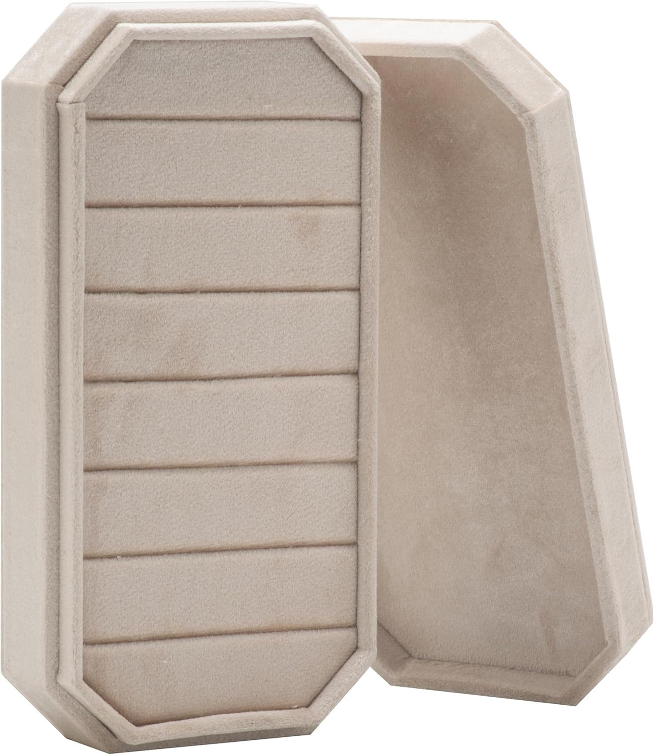 Velvet Ring Organizer Display Tray Jewelry Box Earring Holder Case for Wedding Birthday Christmas Day (Beige)