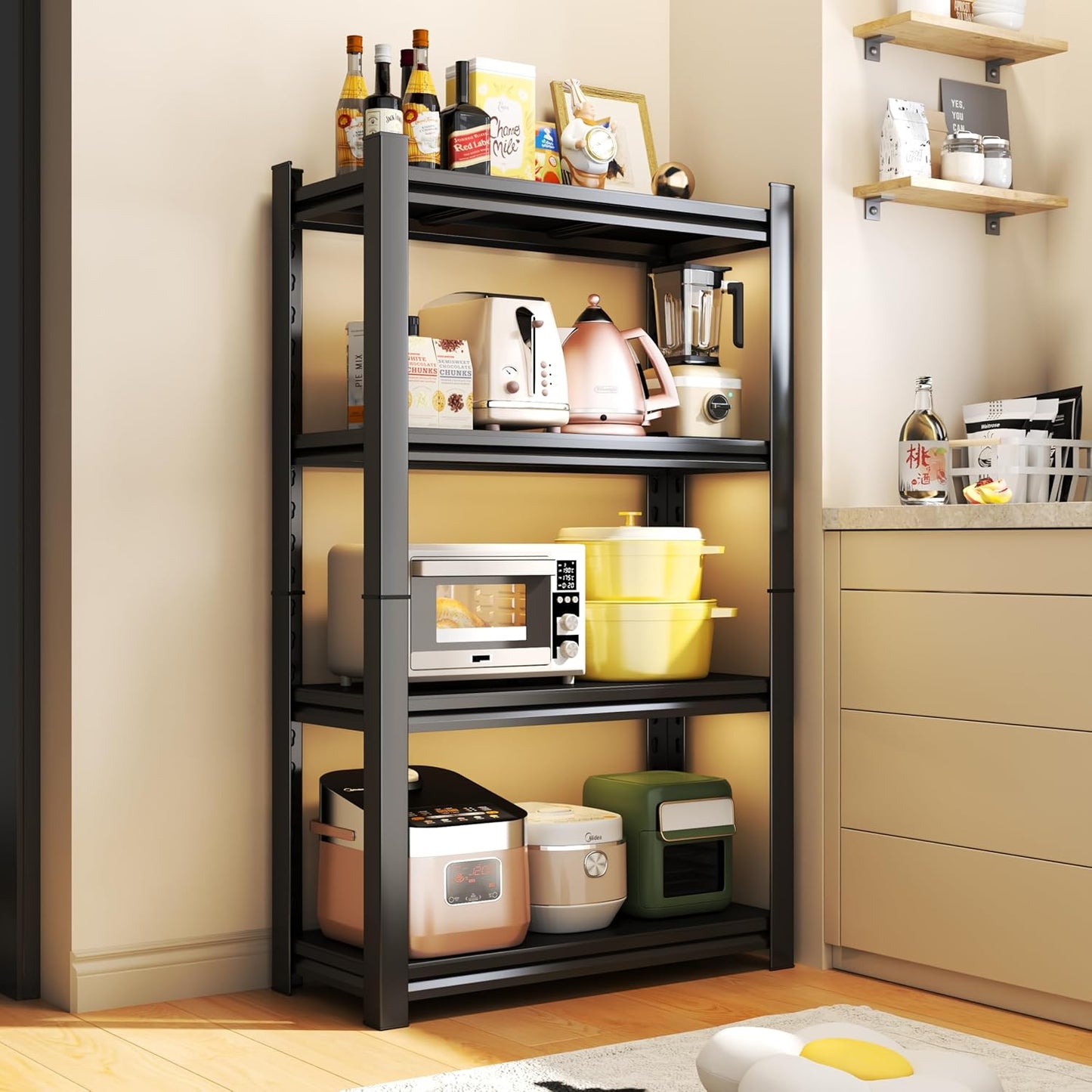 Garage Shelves,14-48''W Heavy-Duty Storage Shelves, Double-Layer Uprights, Thickened Shelves, Waterproof &Rustproof, Suitable for Indoor & Outdoor Use.