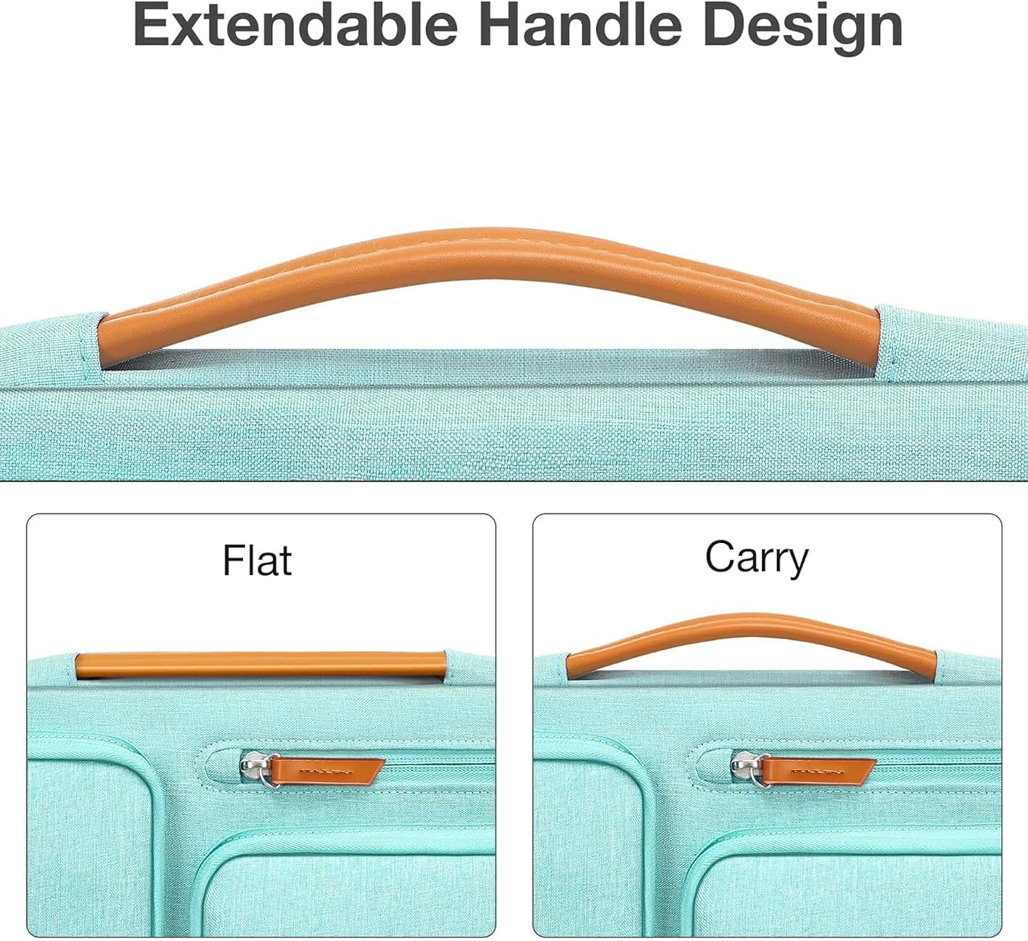 MOSISO 360 Protective Laptop Case 16 inch, 15-15.6 inch Laptop Sleeve Compatible with MacBook Pro 16, HP, Acer, Dell, Lenovo, ASUS, Side Open Carrying Case with 4 Zipper Pockets&Handle, Aqua Green