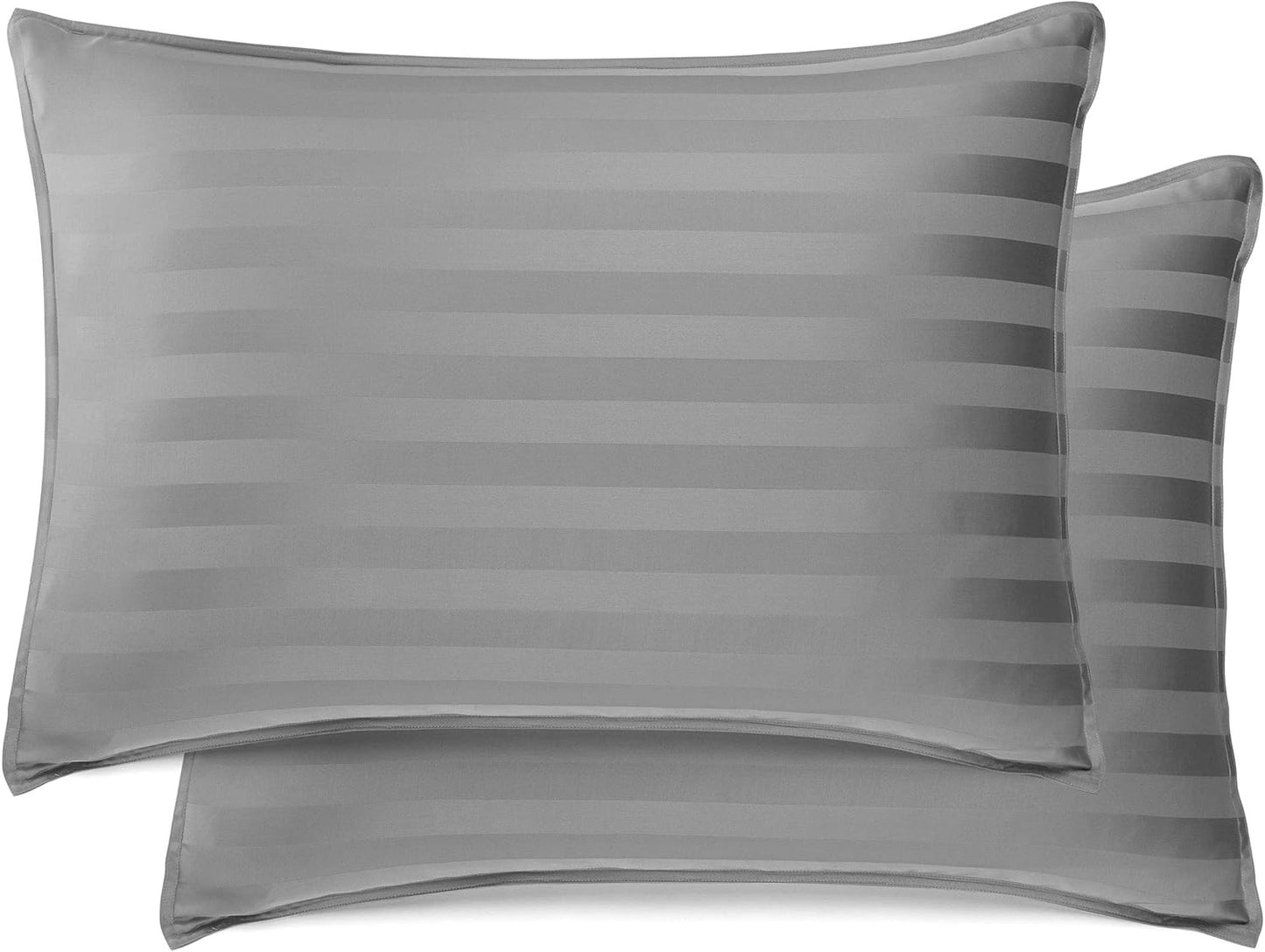 King Pillowcases by Pure Bamboo, Genuine 100% Organic Viscose Derived from Bamboo, Luxuriously Soft & Cooling, Double Stitching, Envelope Closure (2 King Pillowcases, Jacquard Stone)