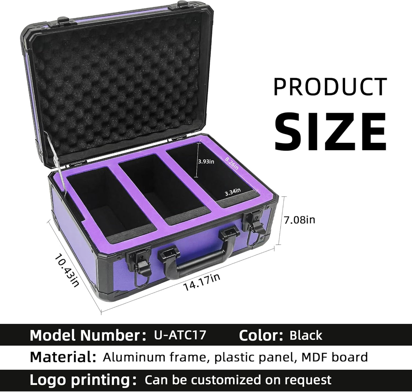 Graded Card Storage Box; Durable Sports, PSA Card Storage Case- Trading Card Storage Box - PSA Slab Case For Top Loaders (PURPLE, 14.17x11.2x7 inches)