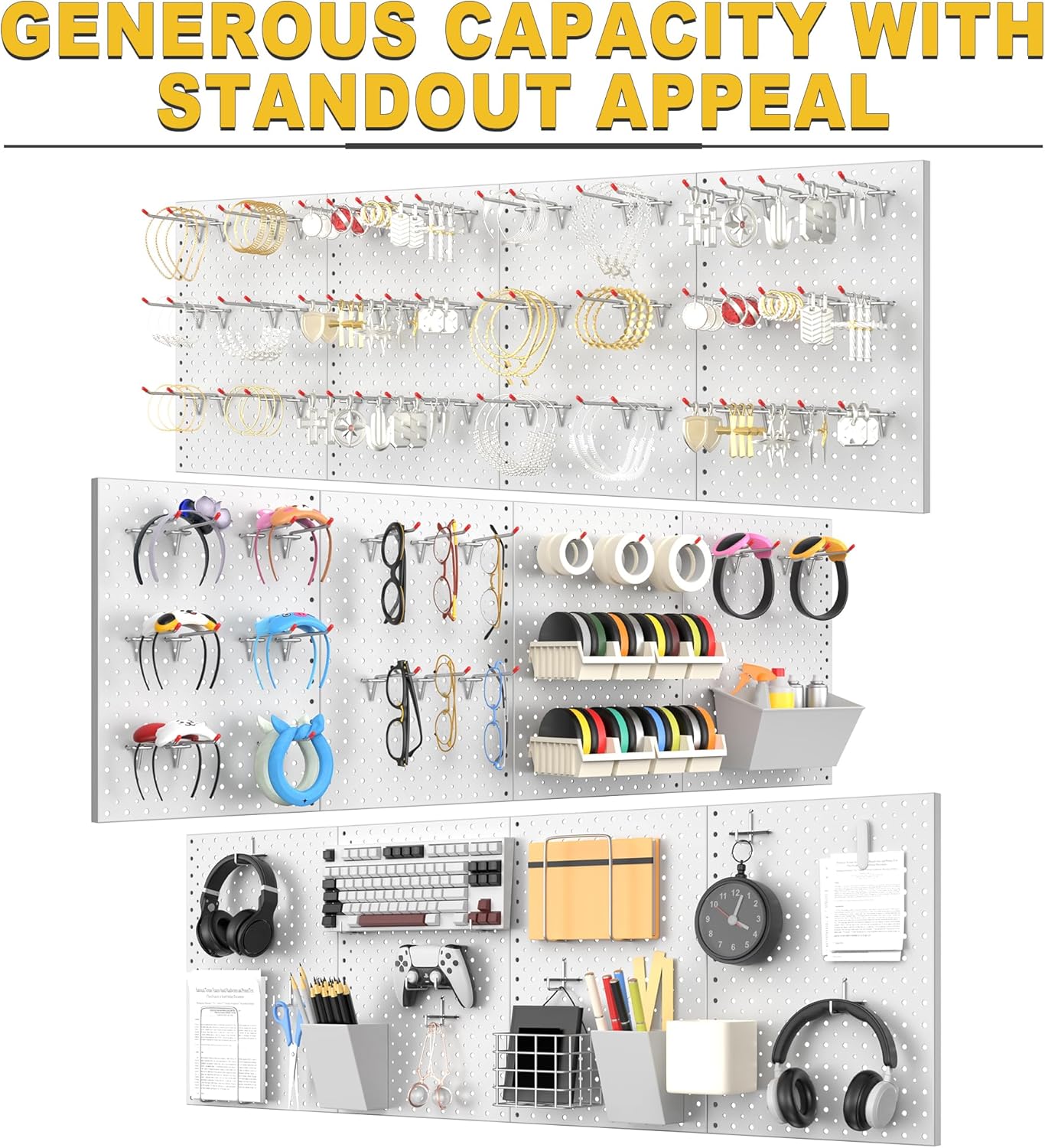 Ultrawall Metal Pegboard Panels, Pegboard Wall Organizer, Peg Boards for Wall, Garage Tool Storage Organization, 12"X16", 4pcs, Gray