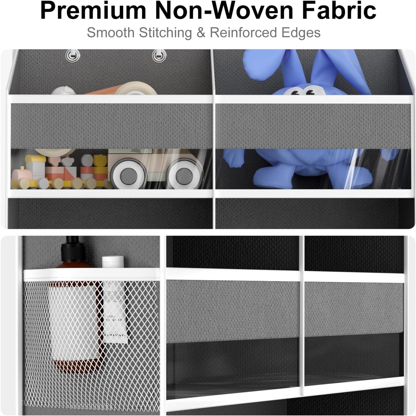 Over The Door Organizer 6-Tier Hanging Storage - Door Hanger Organizer with 10 Pockets & 12 Mesh Side Bags, 80lb Heavy Duty Back of Door Storage for Closet Bathroom Pantry Nursery Laundry