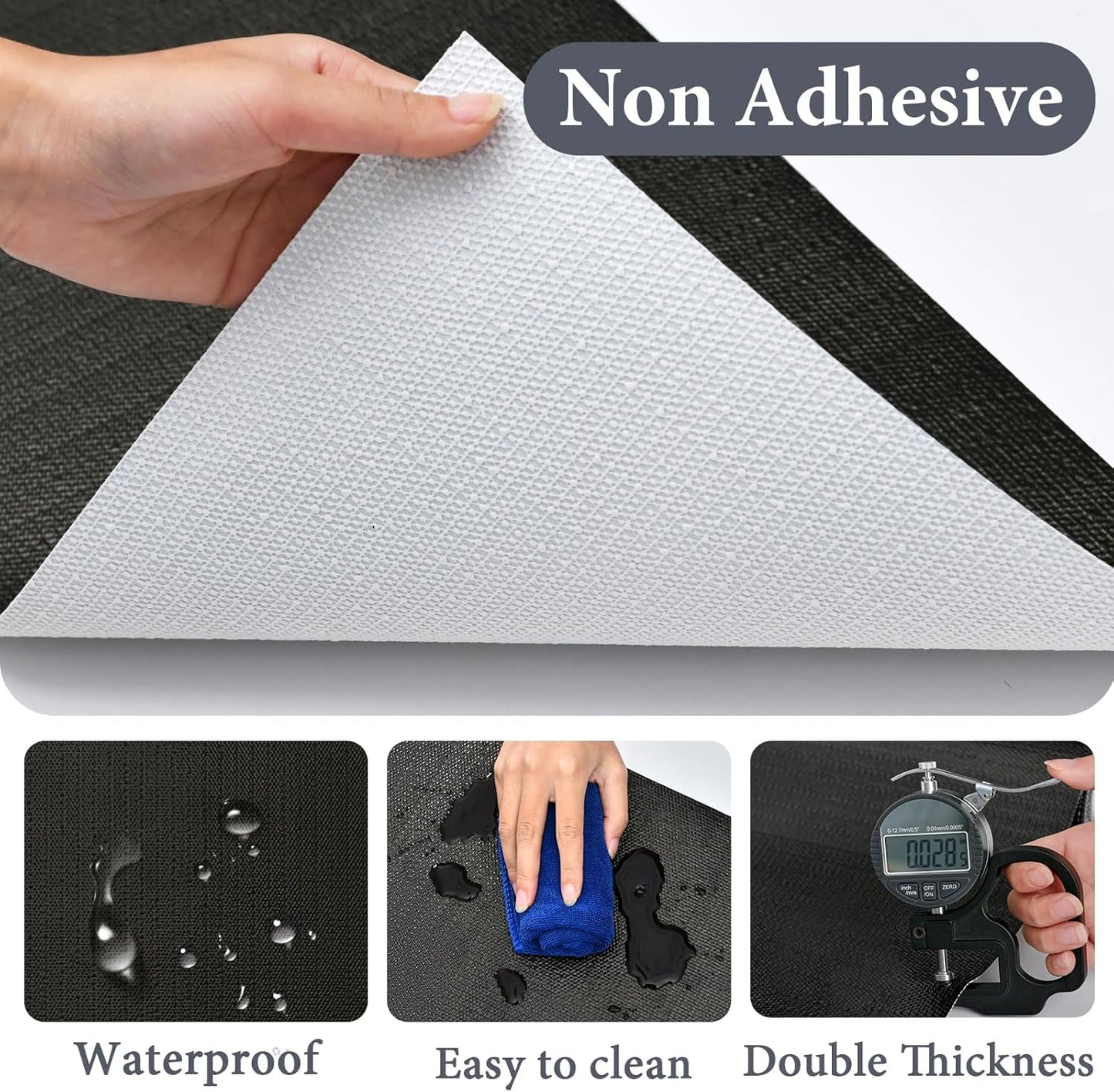 Shelf Liners for Kitchen Cabinets 12in x 30FT Non Adhesive Drawer Liner Gray Quatrefoil Thickened Shelf Liner Paper Strong Non-Slip Easy to Clean for Tool Box Refrigerator with Knife and Tape Measure