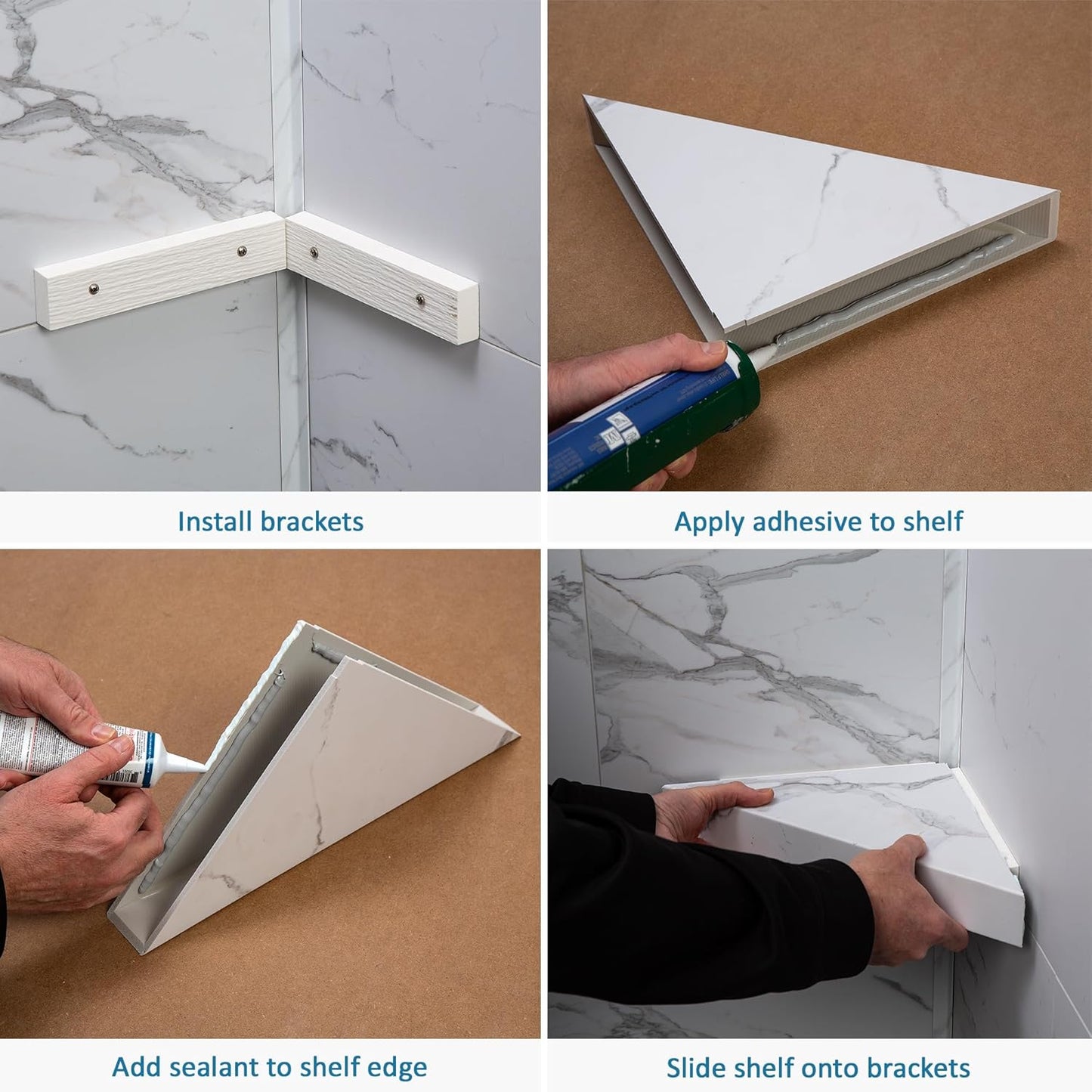 Palisade Vinyl Waterproof Corner Shower Shelf in Rain Cloud