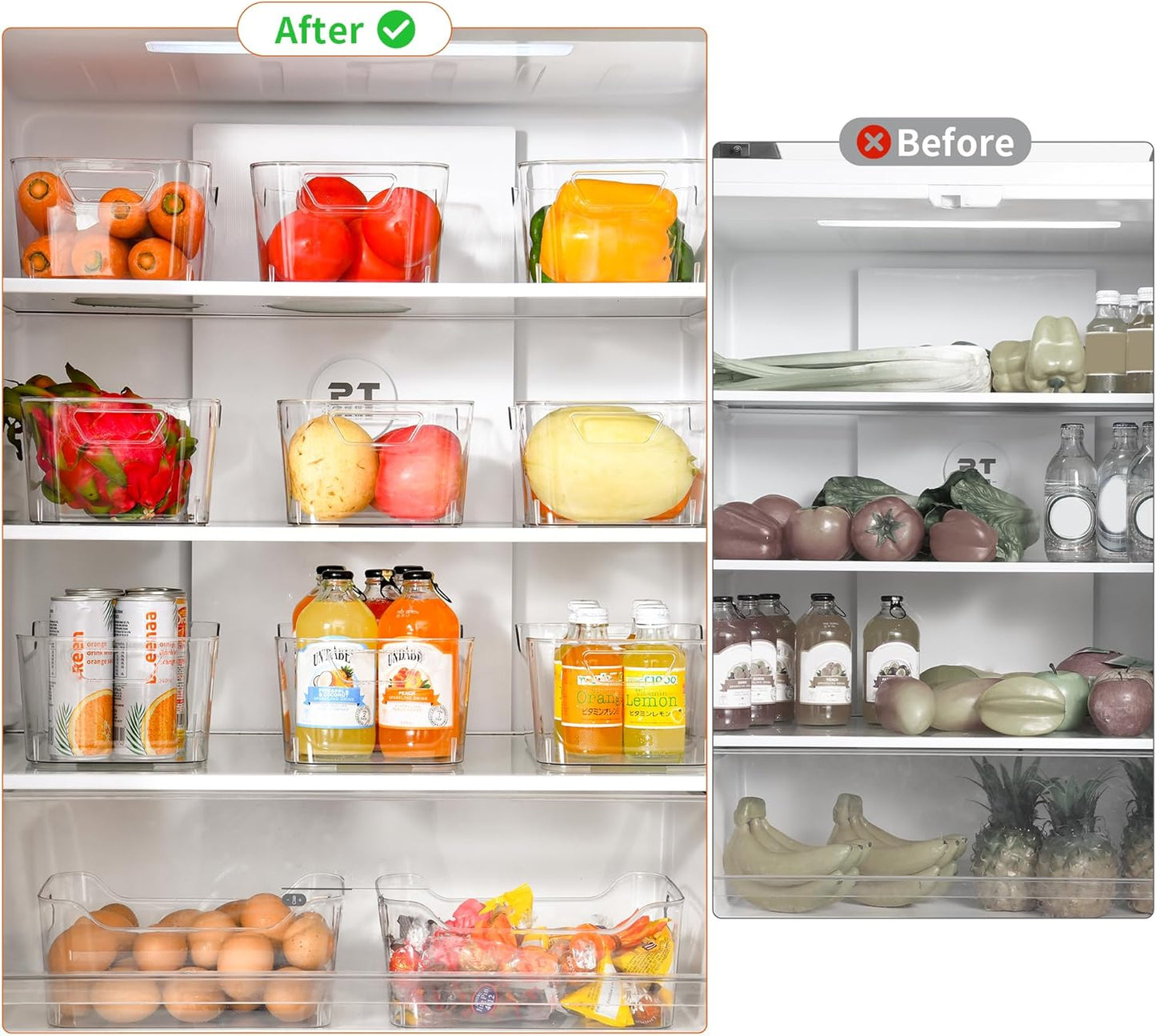 Attelite 12 Pack Clear Plastic Storage Bins, Multi-Use Pantry Organizers and Storage, Pantry Organizer Containers for Home, Kitchen, Freezer, Fridge, Cabinet, Bathroom and Under Sink Organizing