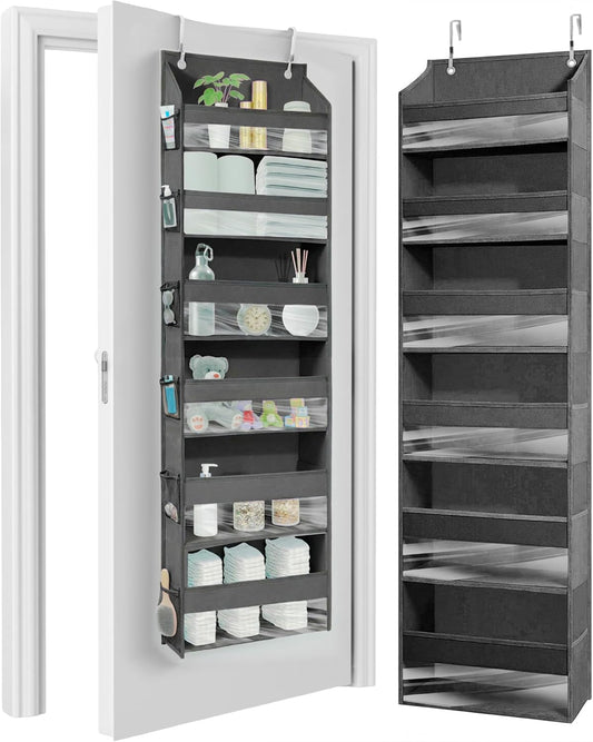 HOMELUX THEORY Over The Door Organizer Hanging - 50lbs Load 6 Large Front & 12 Side Pockets, 1 Pack Over The Door Shoe Organizer, Hanging Closet Organizer For Toys, Diaper, Purse, Sewing (Dark Gray)