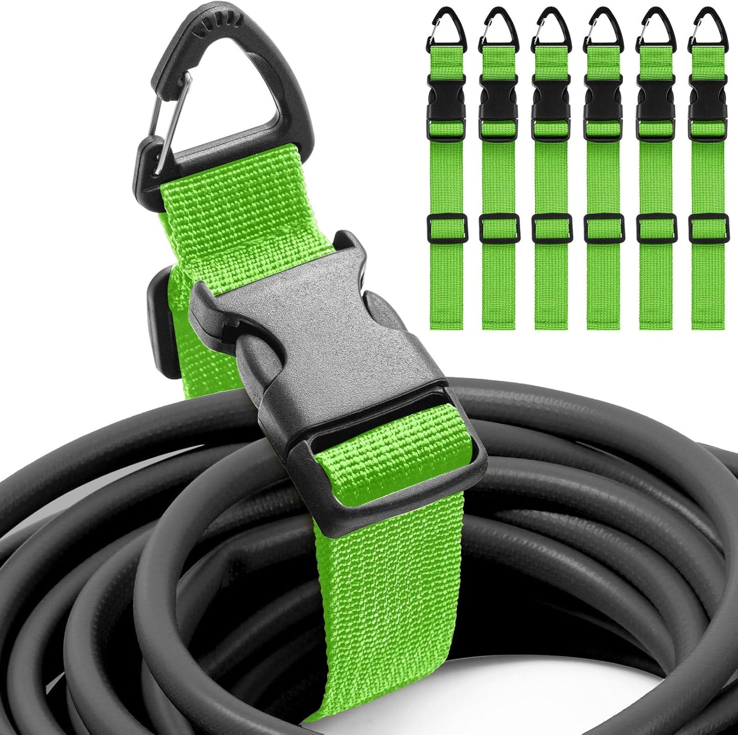 6 Pack 17 Inch Adjustable Extension Cord Holder Organizer with Triangle Clips for Garage Organization and Storage Heavy Duty Extension Cord Hanger for Men Workshop (Green)