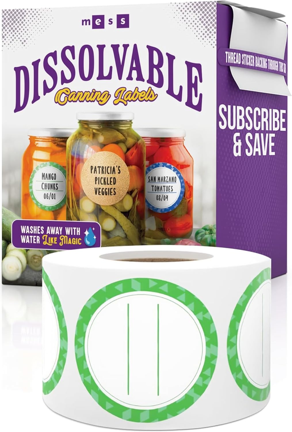 Canning Labels Dissolvable Stickers for Mason Jars and More (2" Round 200/roll) Canning Supplies Washes Off in Seconds Like Magic - Jar Labels Homemade Jam, Jelly, and More (Kelly Green)