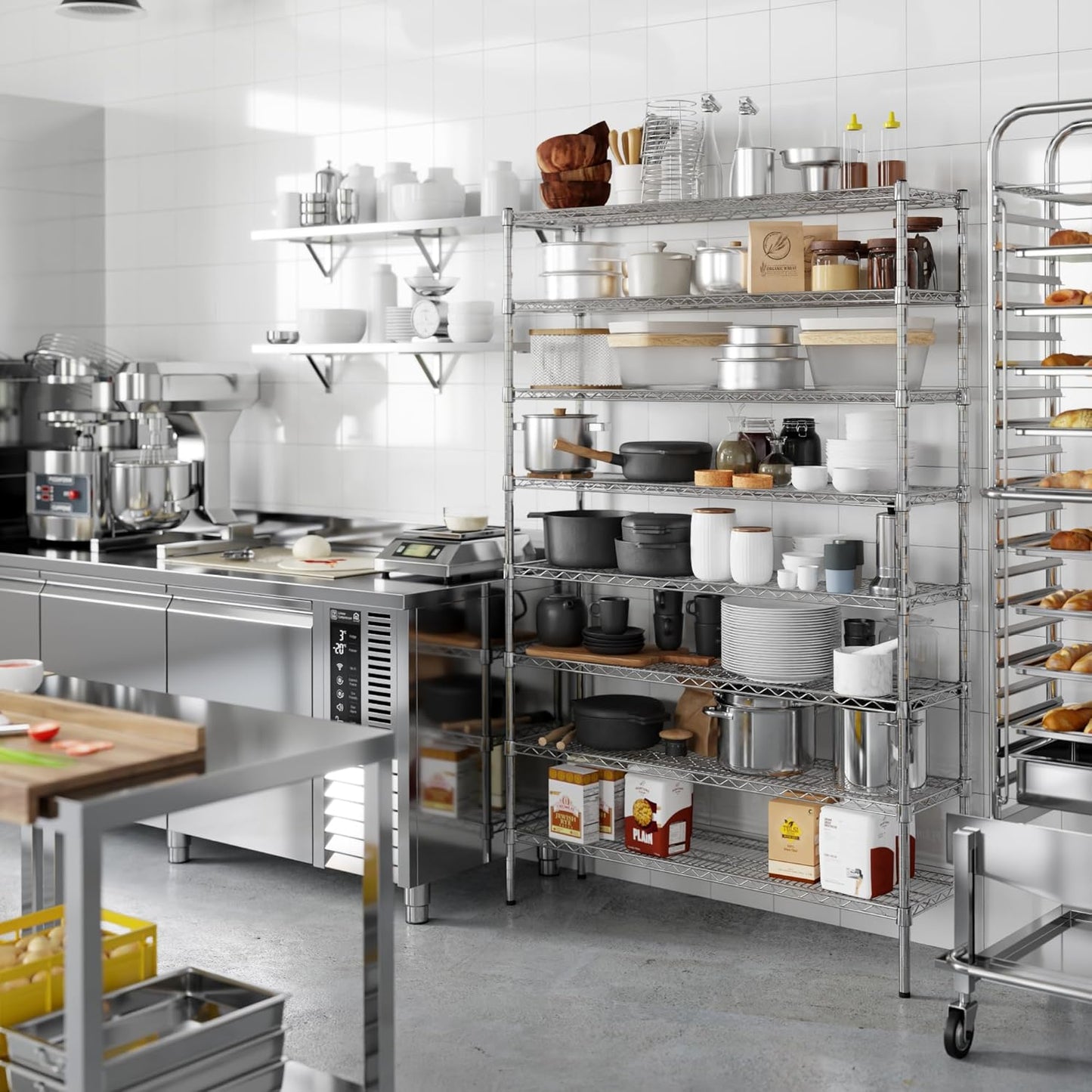 14" Deep x 48" Wide x 74" Height Wire Shelving Kit | 8-Tier | NSF Commercial Storage Rack Unit